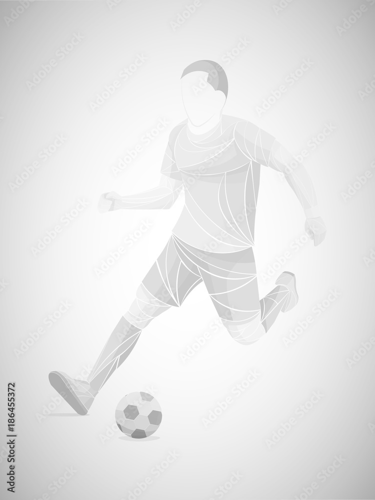 Stylized, geometric soccer player