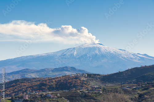 Wallpaper Mural Etna snowy volcano, view from Troina,sicily Torontodigital.ca