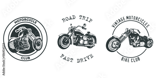Tableau sur toile Vintage Motor Club Sign and Label set on white background