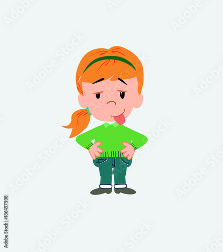 White girl with sweater in waiting attitude with funny expression.