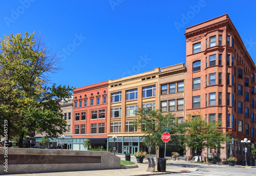 Fototapeta Buildings in historic downtown Bloomington Illinois