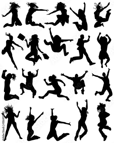 Silhouettes of people wich jumping and flying, vector © SilhouetteDesigner