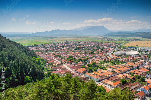 Rasnov city, Romania. Panoramic view from Rasnov Castle