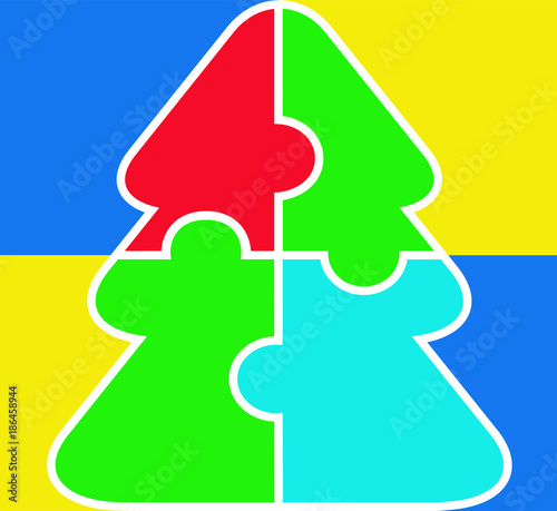 Colorful puzzle symbol of autism. Vector illustration.