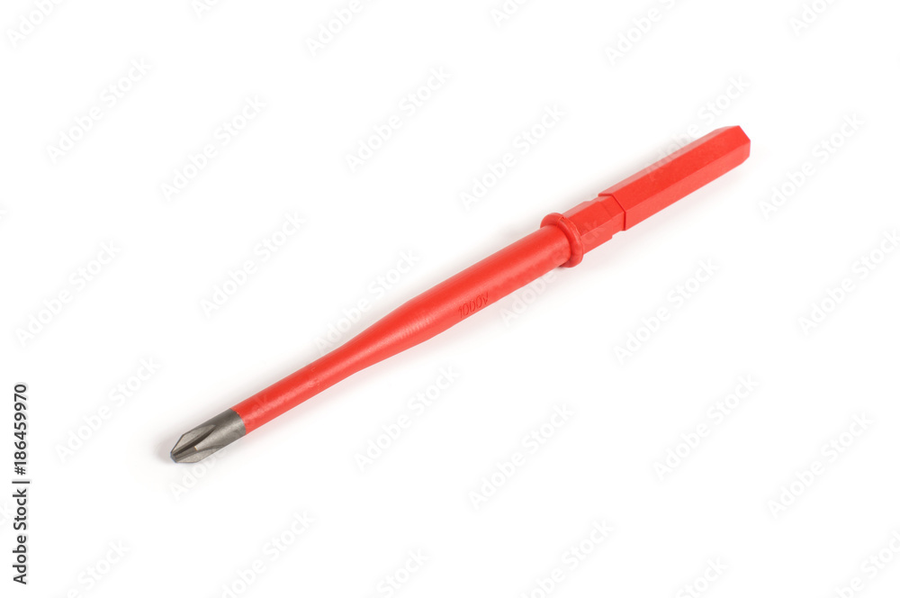 Screwdriver tip close up isolated on the white surface Screwdriver tip close up isolated on the white surface