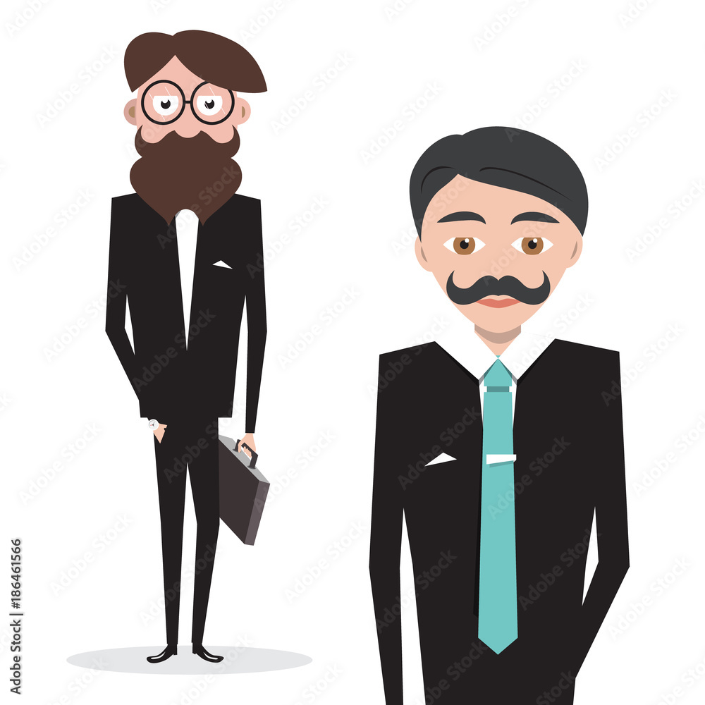 Businessmen. Vector Illustration of Businessman Isolated on White Background.