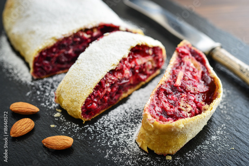 Cherry strudel with almond