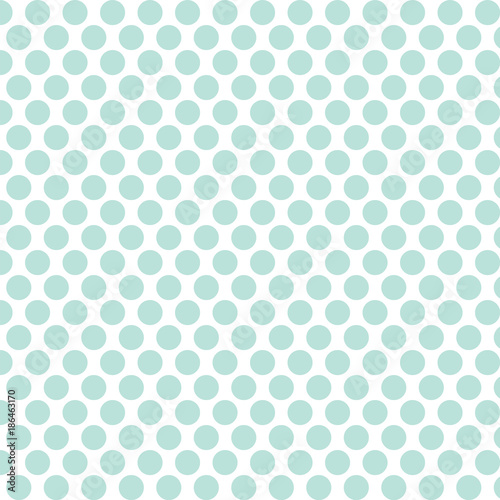 Medium mint polka dot seamless pattern. Pastel blue repeating polka dots for backgrounds, borders, gift wrap, fabric, scrapbooking and more. Simple, sweet, cute circle print.