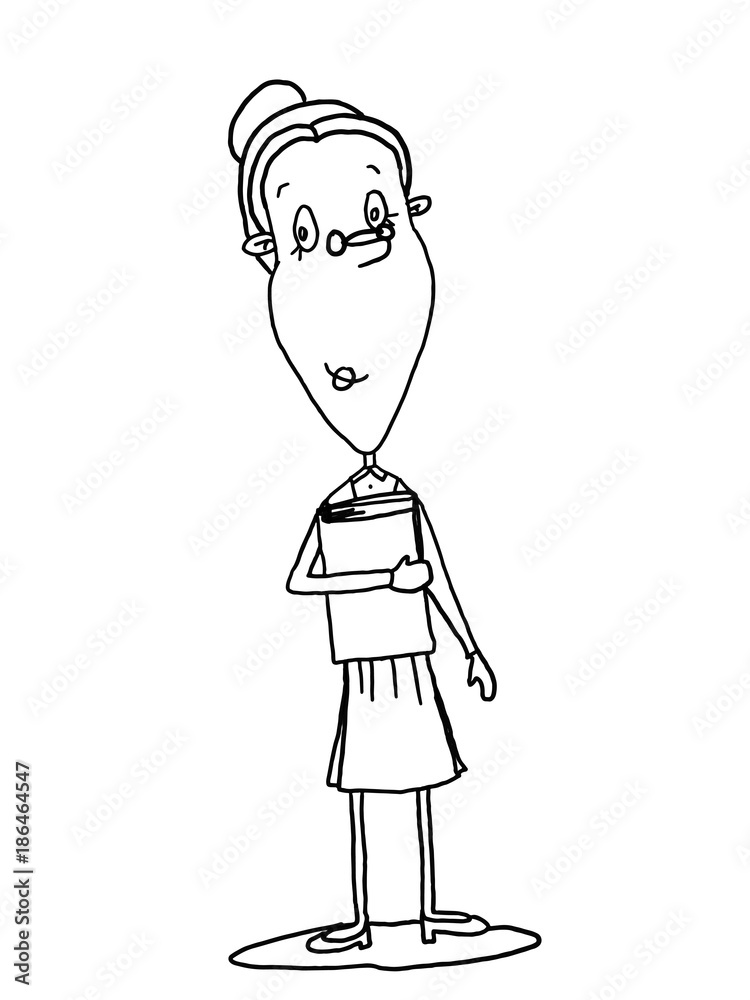 female teacher illustration cartoon drawing and white background Stock  Illustration | Adobe Stock