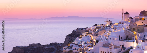 The famous sunset at Santorini in Oia village