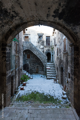 Santo Stefano di Sessanio, Italy - The small and charming medieval stone village, in Gran Sasso National Park, Abruzzo region, at 1250 meters, almost destroyed by an earthquake © ValerioMei