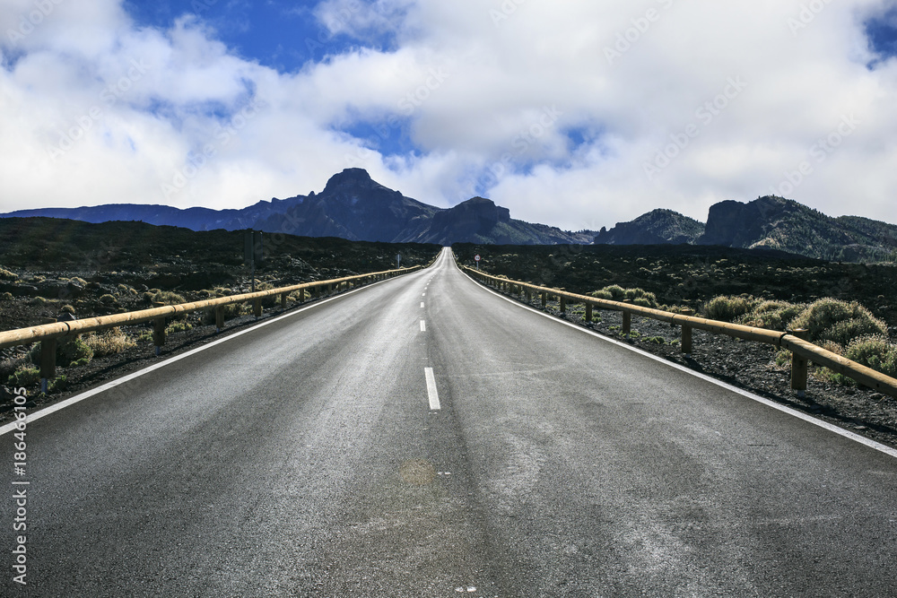 Solitary road among the mountains Solitary road among the mountains