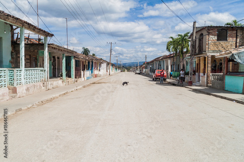 CONDADO, CUBA - FEB 9, 2016: Street in Condado village in Valle de los Ingenios valley near Trinidad, Cuba