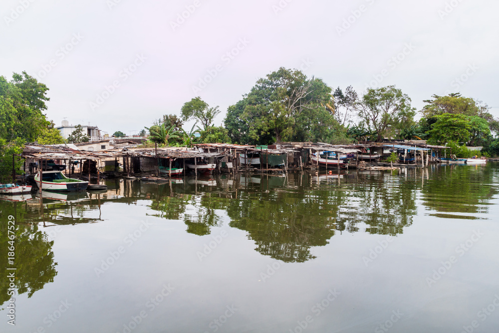 Small boats at Yumuri river in Matanzas, Cuba