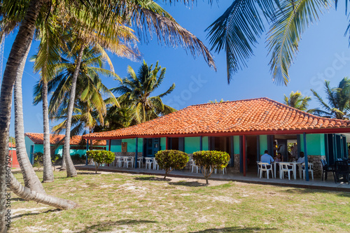 PLAYA GIRON, CUBA - FEB 15, 2016: View of seaside resort Caleta Buena at Bay of Pigs near Playa Giron village, Cuba.