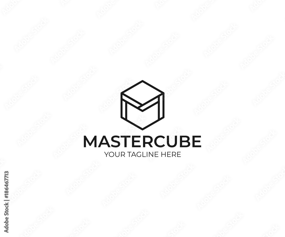 Letter M Cube Logo Template. Line Hexagon Vector Design. Geometric Illustration Letter M Cube Logo Template. Line Hexagon Vector Design. Geometric Illustration