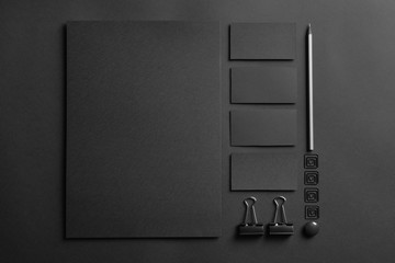 Blank items as mockups for branding on dark background
