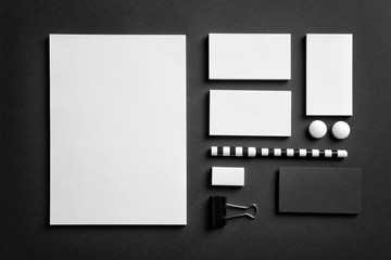 Blank items as mockups for branding on dark background