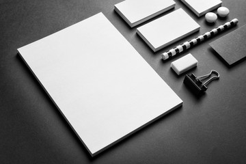 Blank items as mockups for branding on dark background