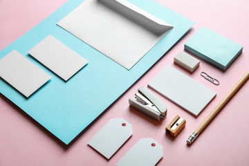 Blank items as mockups for branding on color background