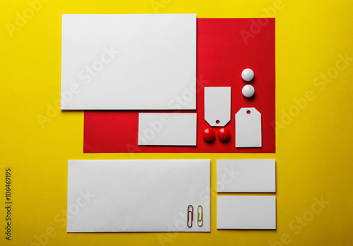 Blank items as mockups for branding on color background