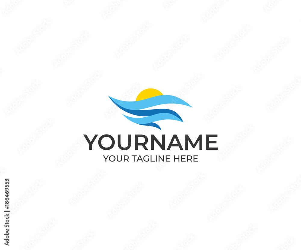 Abstract Seascape and Sun Logo Template. Ocean Vector Design. Travel Illustration Abstract Seascape and Sun Logo Template. Ocean Vector Design. Travel Illustration