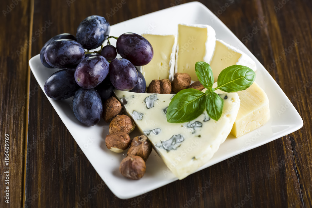 Small plate of cheese and fruit