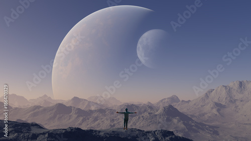 Fototapeta Naklejka Na Ścianę i Meble -  3d rendered Space Art: Alien Planet - A Fantasy Landscape