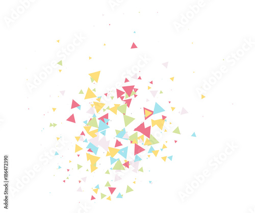Colorful Shatter Vector Background. Atomic Bomb Explosion, Blast, Bang, Boom Concept. Broken Glass, Technology Futuristic Design. Moving Colorful Shatter Fragments. Cool Falling Triangles Explosion
