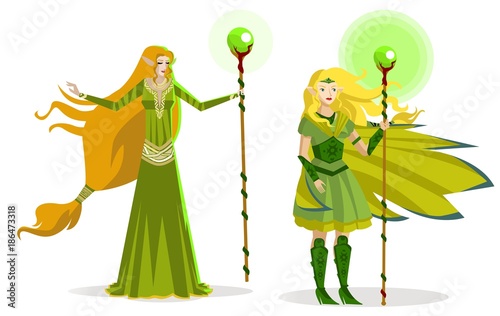 magical woman elf with staff