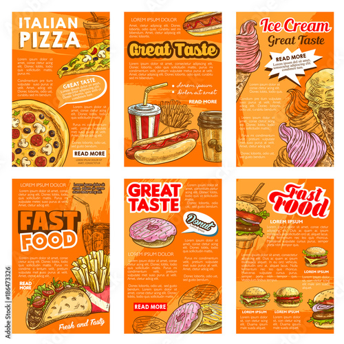 Fast food restaurant lunch snack posters