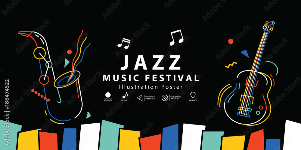 Fototapeta premium Jazz music festival banner poster illustration vector. Background concept.