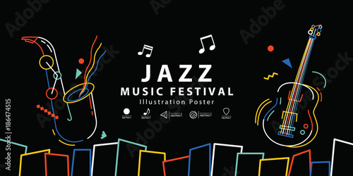 Fototapeta Jazz music festival banner poster illustration vector