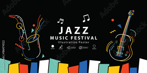 Jazz music festival banner poster illustration vector. Background concept.