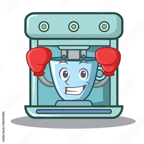 Boxing coffee maker character cartoon