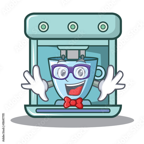 Geek coffee maker character cartoon