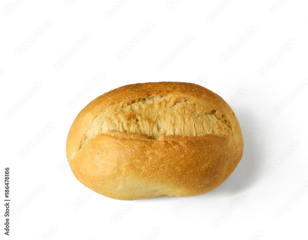 Single bread roll, brötchen - breakfast roll - isolated on white background