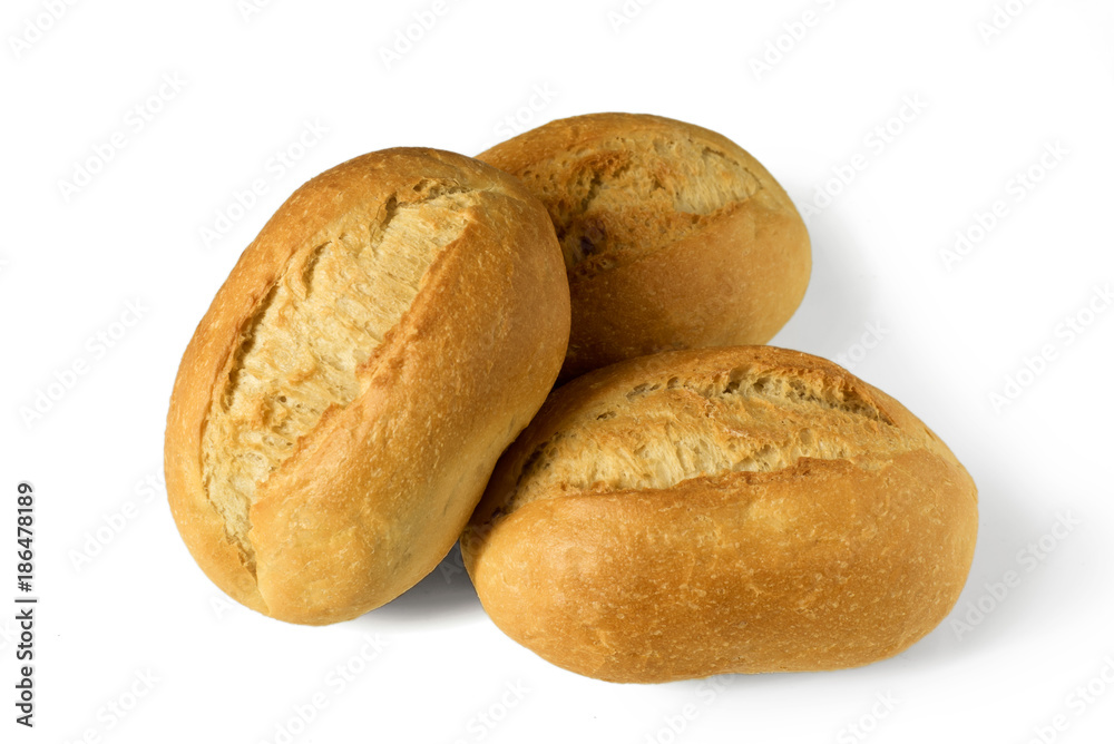 Small bread rolls, brötchen - breakfast rolls - traditional german rolls - isolated on white