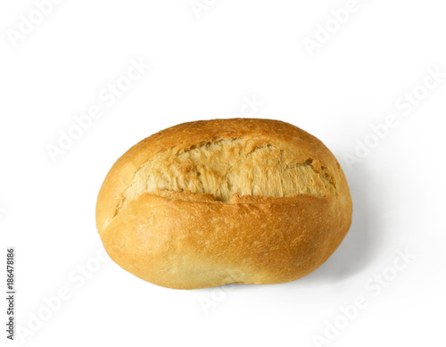 Single bread roll, brötchen - breakfast roll - isolated on white background
