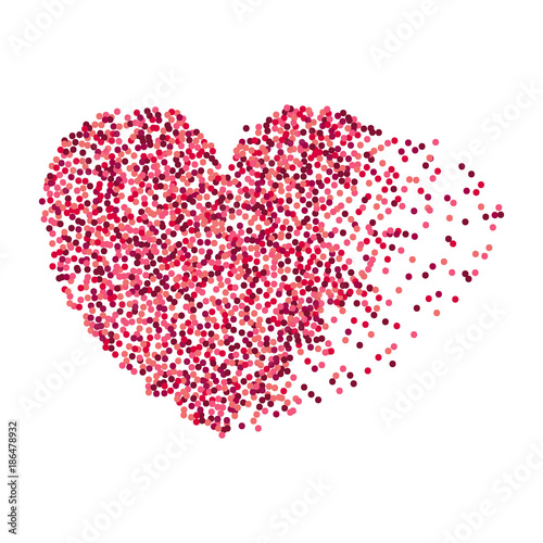 Glitter Pink heart on a white background.