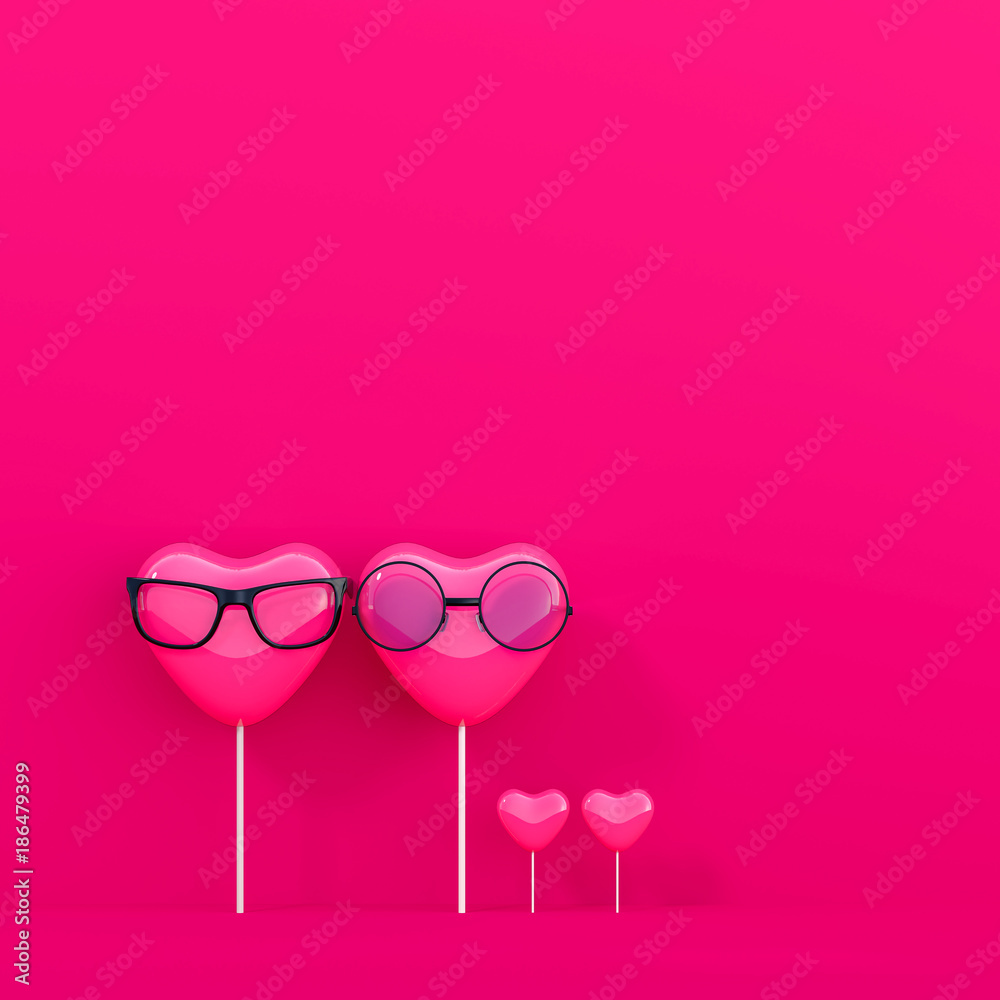 pink lollipop heart shape for card Valentine's day pink lollipop heart shape for card Valentine's day