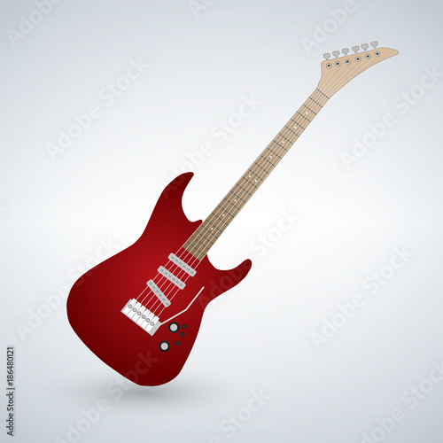 Red Electric Guitar isolated on white background