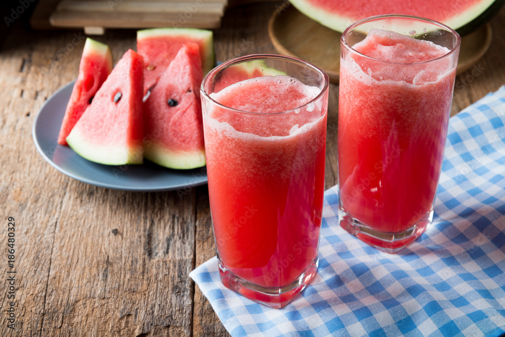 Watermelon smoothie on wood background Watermelon smoothie on wood background