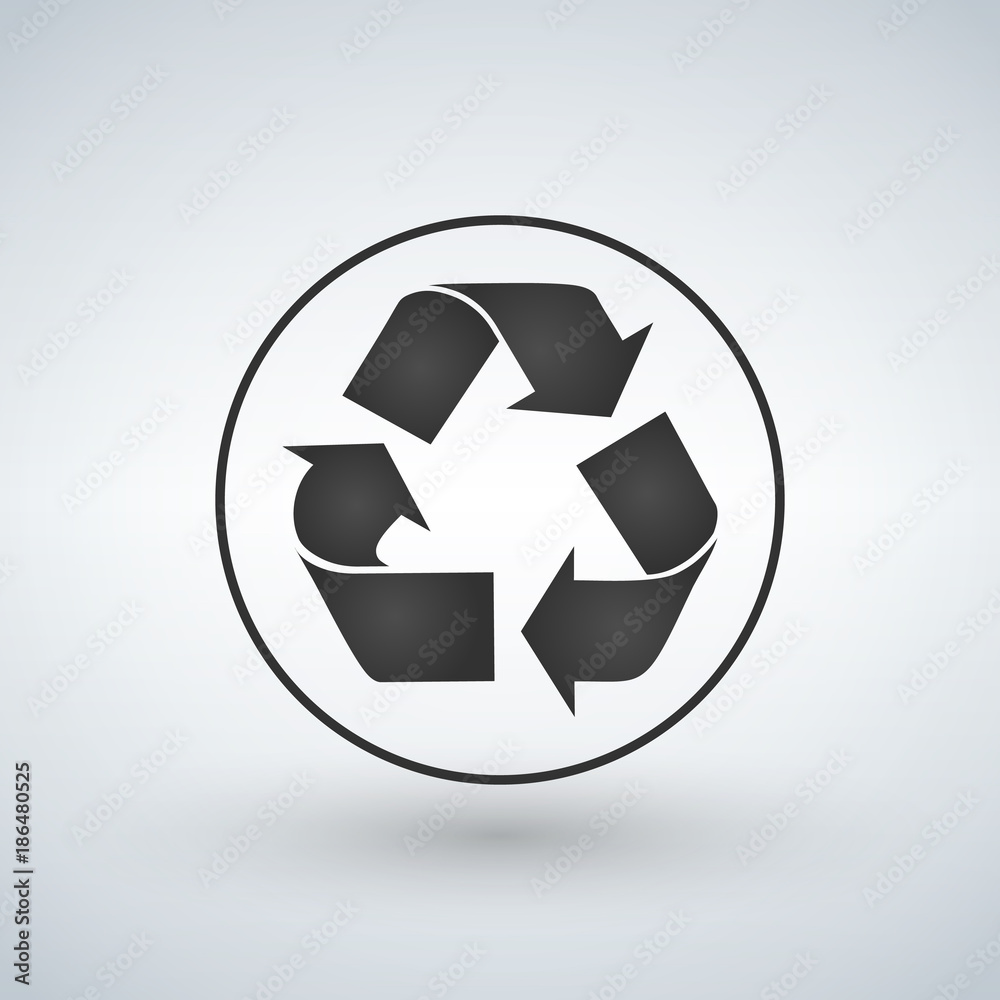 simple recycling icon in the circle, vector illustration simple recycling icon in the circle, vector illustration