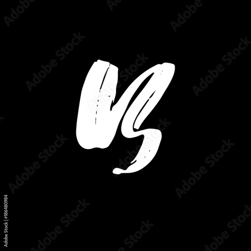 Letter B. Handwritten by dry brush. Rough strokes font. Vector illustration. Grunge style elegant alphabet.