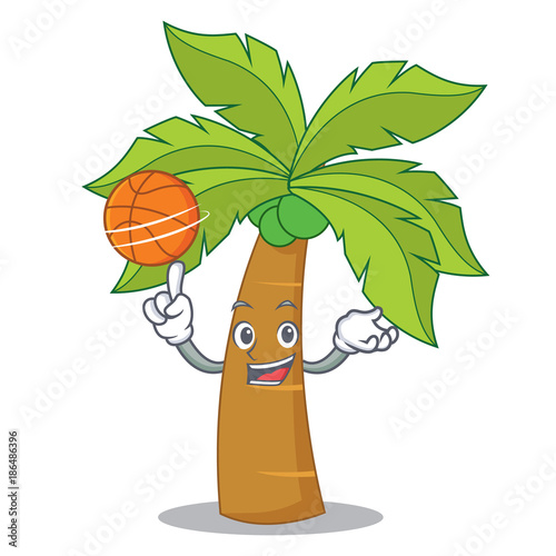 With basketball palm tree character cartoon photo