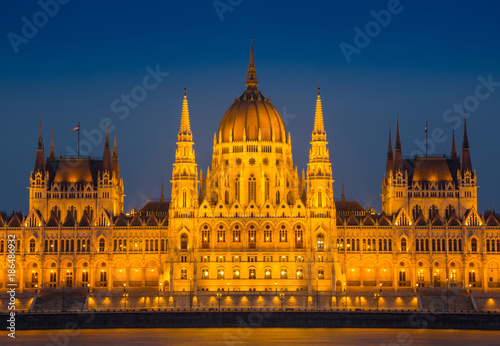 Night view on the Parliament Building in Budapest.