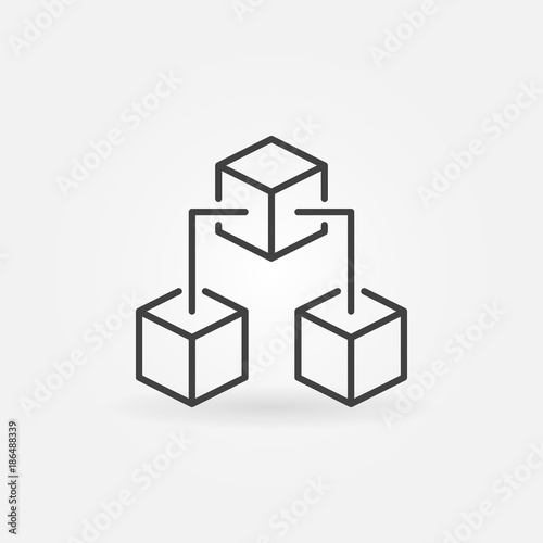Block chain or decentralization vector icon in thin line style 
