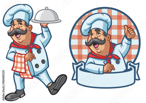 cartoon set of happy chef
