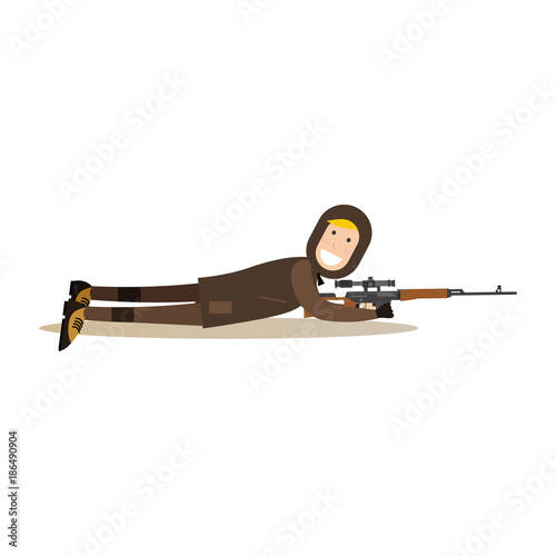 Hunter people concept vector flat illustration